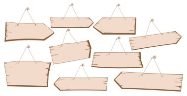 ahşap sokak işaretleri asılı seti