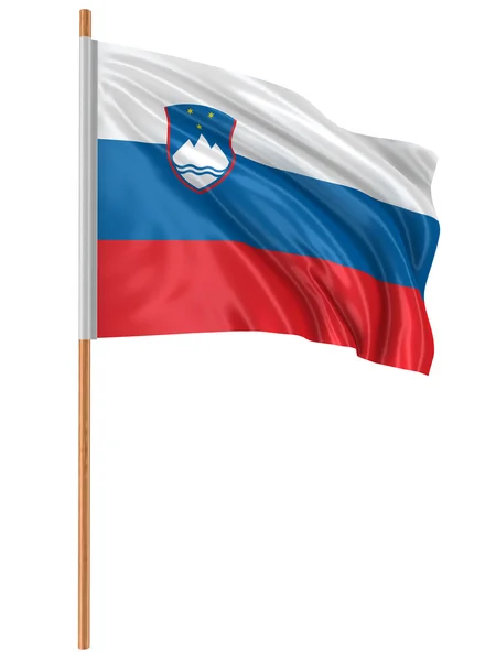 3D Slovene flag with fabric surface texture. White background. — Stock Photo, Image