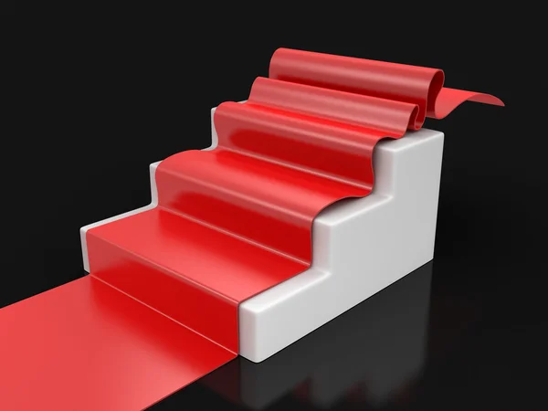 Červený koberec na schodech. Obraz s ořezovou cestou — Stock fotografie