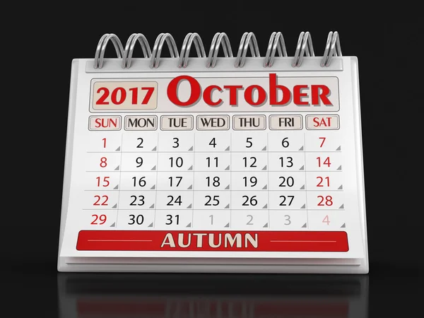 Takvim - Ekim 2017 (dahil kırpma yolu) — Stok fotoğraf