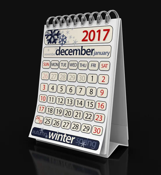 Calendar -  december 2017 (clipping path included) — Stock Photo, Image