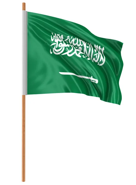 Bandeira 3D da Arábia Saudita com textura de superfície de tecido. Fundo branco . — Fotografia de Stock
