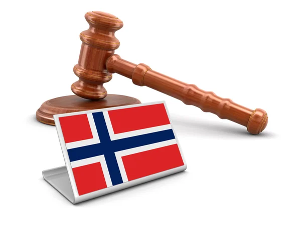 3 d の木槌とノルウェー国旗。クリッピング パスとイメージ — ストック写真