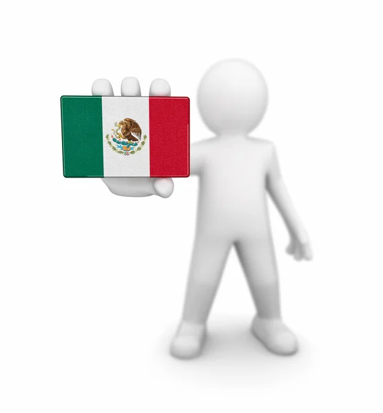 Adam ve Meksika bayrağı. Görüntü kırpma yolu ile — Stok fotoğraf