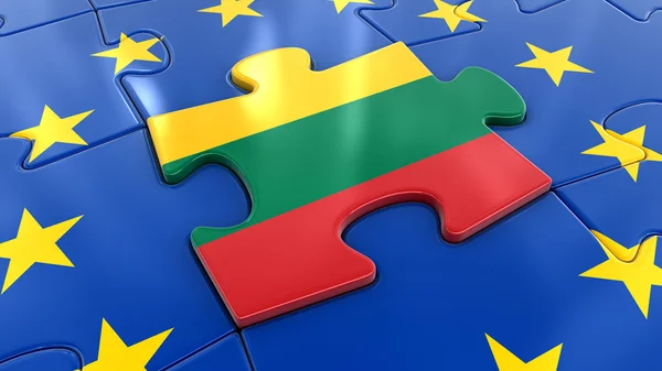 Liettuan lippu Jigsaw osana EU:ta — kuvapankkivalokuva