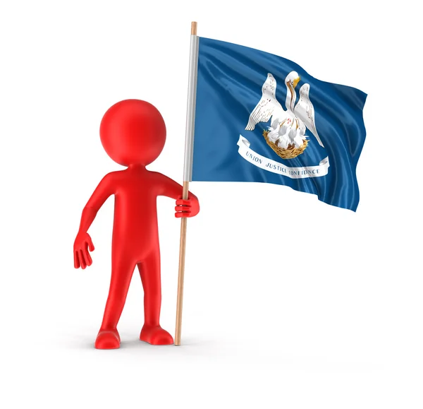 Man and flag of the US state of Louisiana. Image with clipping path — Stock Photo, Image