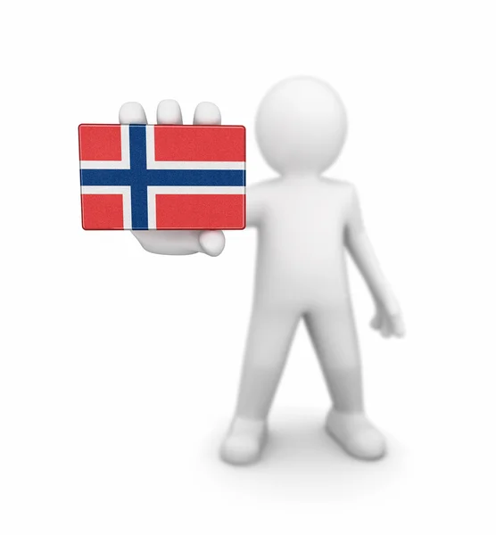 Man en Noorse vlag. Afbeelding met uitknippad — Stockfoto