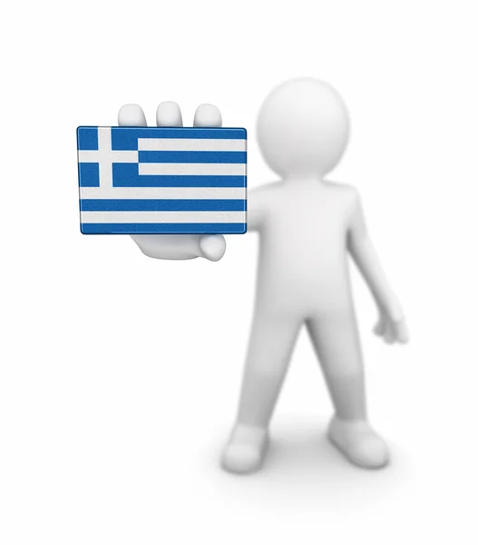 人和希腊国旗。图像的剪切路径 — 图库照片