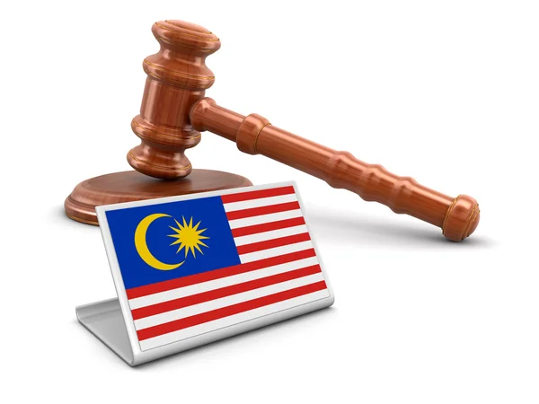 3D träklubba och Malaysia flagga. Bild med urklippsbana — Stockfoto
