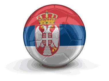 Vektör görüntü. Sırp bayrağıyla futbol futbol. Görüntü kırpma yolu ile