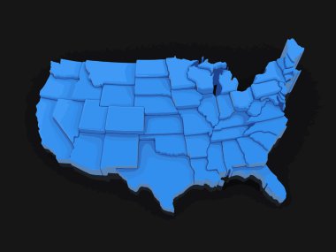 Vektör görüntü. ABD Haritası. Görüntü kırpma yolu ile.