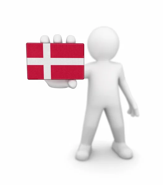 Man and Danish flag. Image with clipping path — Stock Photo, Image