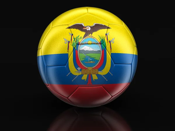 Fußball mit ecuadorianischer Flagge. Bild mit Ausschnittspfad — Stockfoto