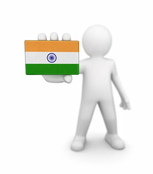 Mann und indische Flagge. Bild mit Ausschnittspfad — Stockfoto