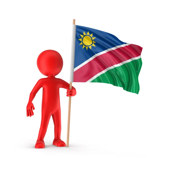 Mannen och Namibia flagga. Bild med urklippsbana — Stockfoto