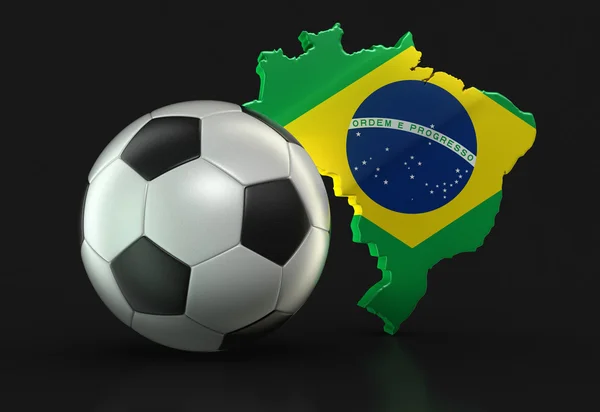 Futebol e mapa do Brasil. Imagem com caminho de recorte — Fotografia de Stock