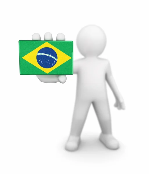 Man en Braziliaanse vlag. Afbeelding met uitknippad — Stockfoto