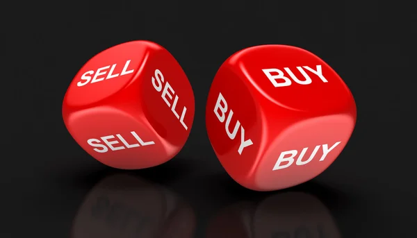 Dices with sell, buy. Image with clipping path — Stock Photo, Image