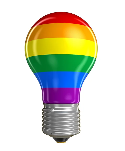 Lampje met Regenboogvlag Gay Pride. Afbeelding met uitknippad — Stockfoto