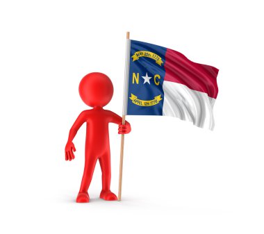 Adam ve ABD Kuzey Carolina bayrak. Görüntü kırpma yolu ile