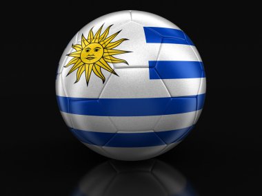 Uruguaylı bayrak ile futbol futbol. Görüntü kırpma yolu ile