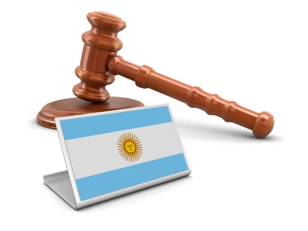 3d wooden mallet and Argentina flag. Image with clipping path — Stock Photo, Image