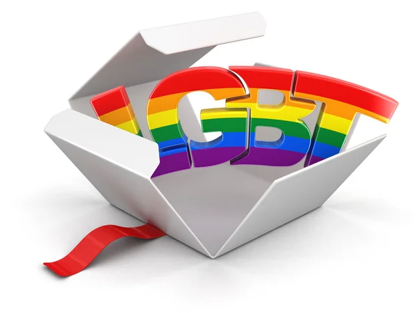Pacote aberto com LGBT. Imagem com caminho de recorte — Fotografia de Stock