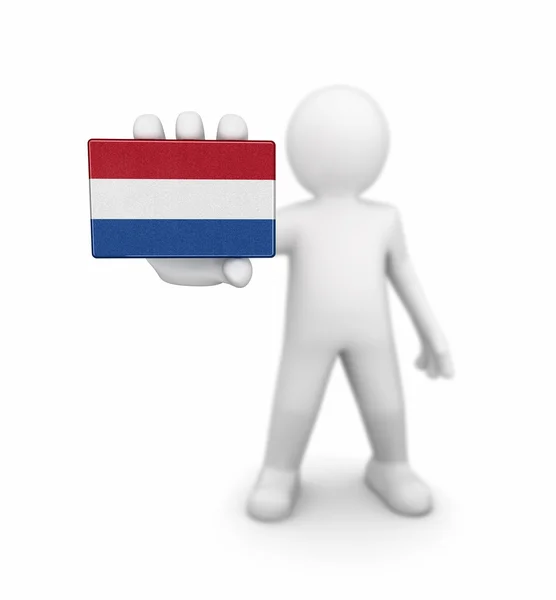 Mand og nederlandsk flag. Billede med klippesti - Stock-foto