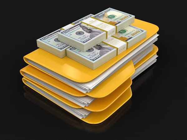 Folders and files with dollars. Image with clipping path