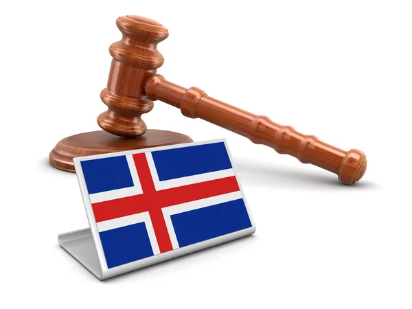 3d wooden mallet and Icelandic flag. Image with clipping path — ストック写真