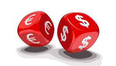 Vektör görüntü. Dices para birimleri ile. Görüntü kırpma yolu ile