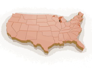 Vektör görüntü. ABD Haritası. Görüntü kırpma yolu ile.