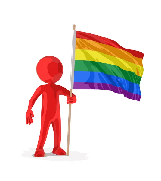 Imagen vectorial. Man and Rainbow Gay Pride Flag (en inglés). Imagen con ruta de recorte — Vector de stock