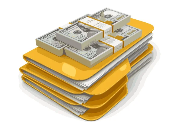 Vector image. Folders and files with dollars. Image with clipping path — Stockový vektor