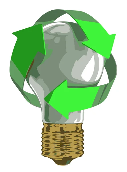 Vector afbeelding. Recycle lamp op wit. Geïsoleerd. 3D render — Stockvector