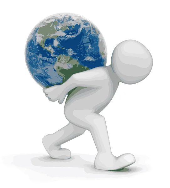 Image vectorielle. Un homme avec un globe. Image avec chemin de coupure — Image vectorielle