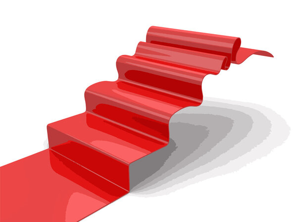 Векторное изображение. Красная дорожка на лестнице. Изображение с пути обрезки
