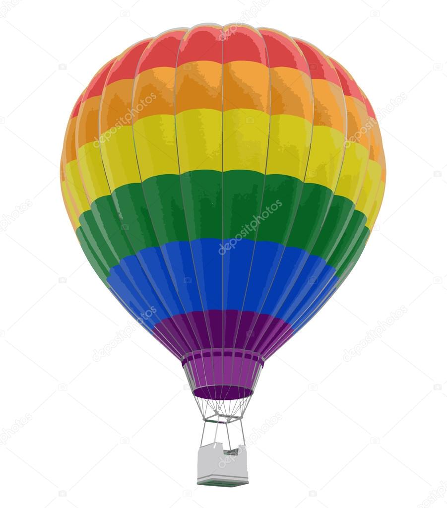 Vector image. Multi Colored Hot Air Balloon. Image with clipping path