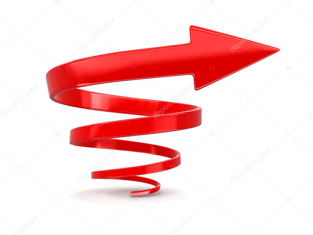 Spiral arrow.  Image with clipping path
