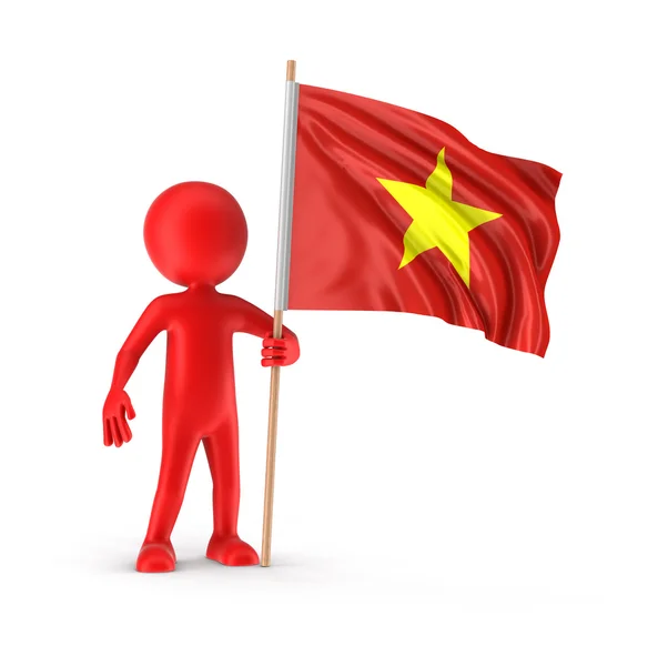 Man and Vietnamese flag. Image with clipping path — Stock Photo, Image