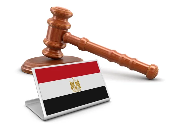Maglio in legno 3d e bandiera egiziana. Immagine con percorso di ritaglio — Foto Stock