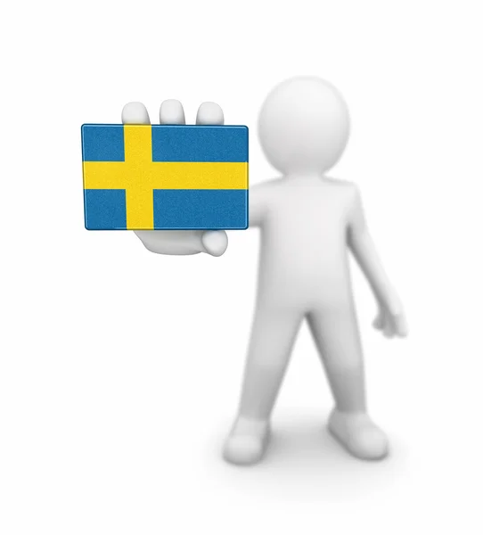 3D trä klubba och Svenska flaggan. Bild med urklippsbana — Stockfoto