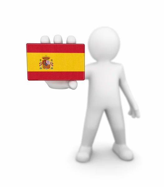 Mann und spanische Flagge. Bild mit Ausschnittspfad — Stockfoto