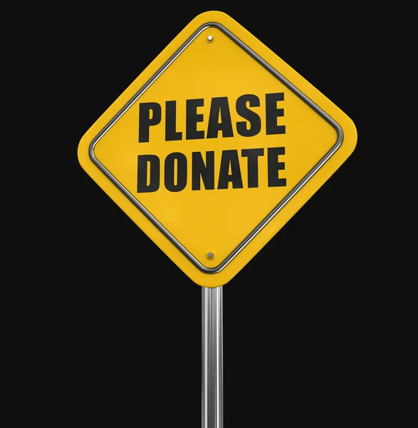 Please donate road sign. Image with clipping path — Stock Photo, Image