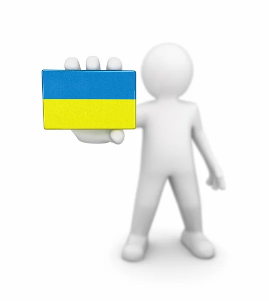 Homme et drapeau ukrainien. Image avec chemin de coupure — Photo