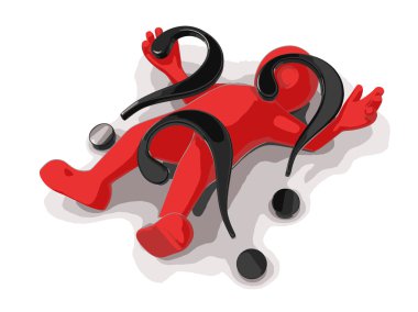 Vektör görüntü. Adam ve sorular. Görüntü kırpma yolu ile