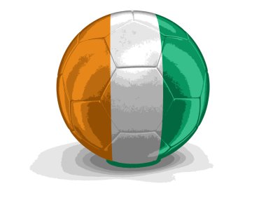 Vektör görüntü. Fildişi Sahili bayrağı ile futbol futbol. Görüntü kırpma yolu ile