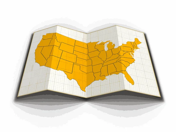 Vektor kép. Térkép-Amerikai Egyesült Államok. Kép Vágógörbe. — Stock Vector