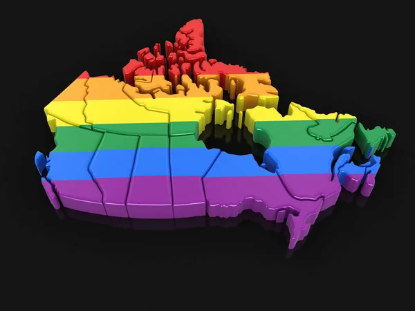 Karte von Kanada mit lgbt Flagge. Bild mit Ausschnittspfad. — Stockfoto