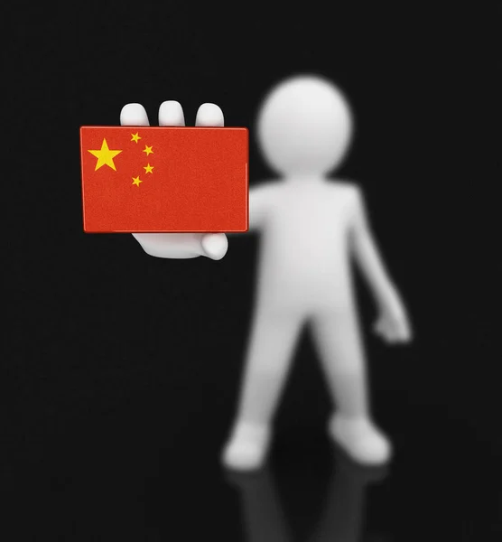 Homme et drapeau chinois. Image avec chemin de coupure — Photo